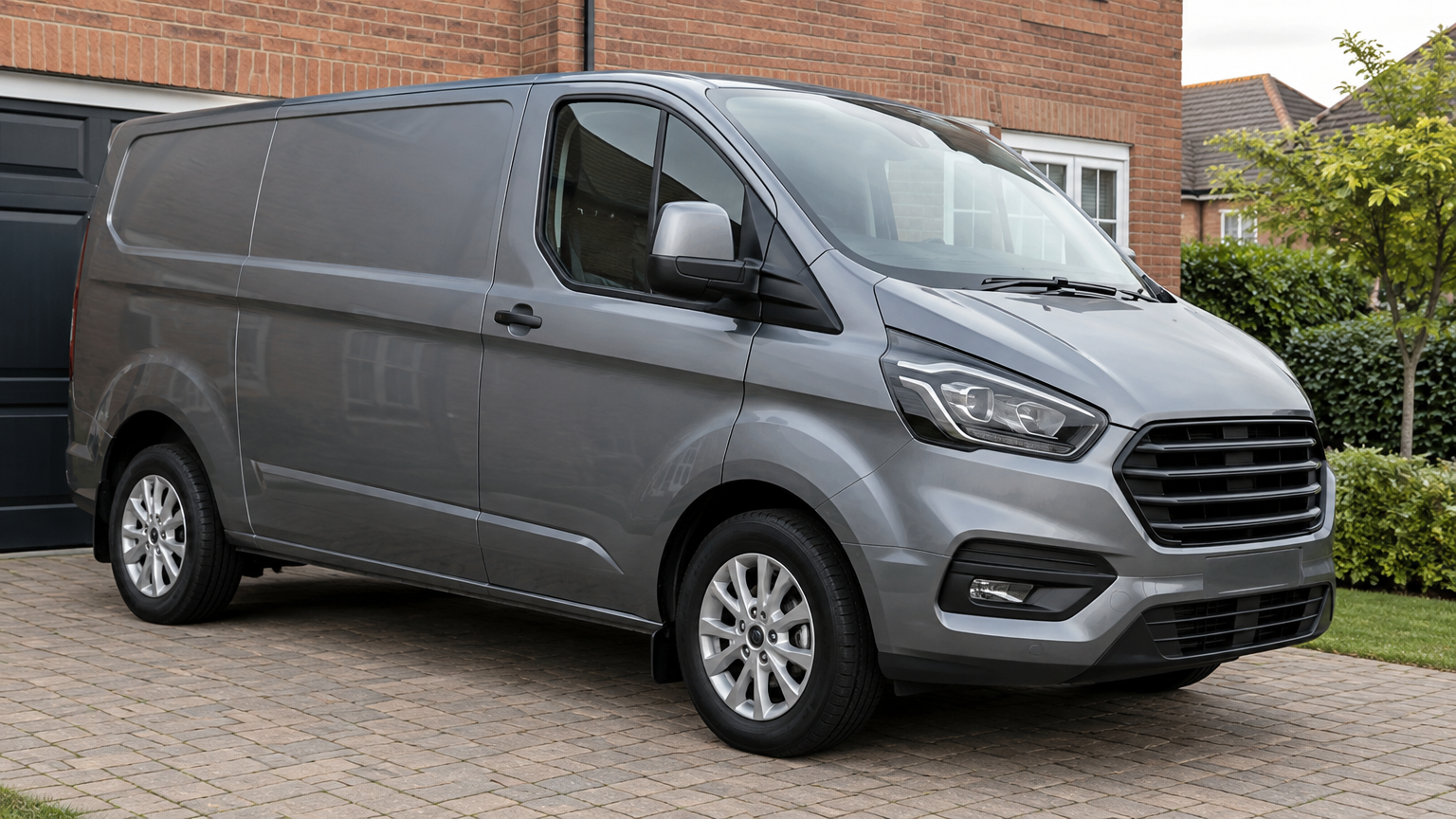 Illustrative photograph of a modern van parked on a UK driveway in natural daylight.