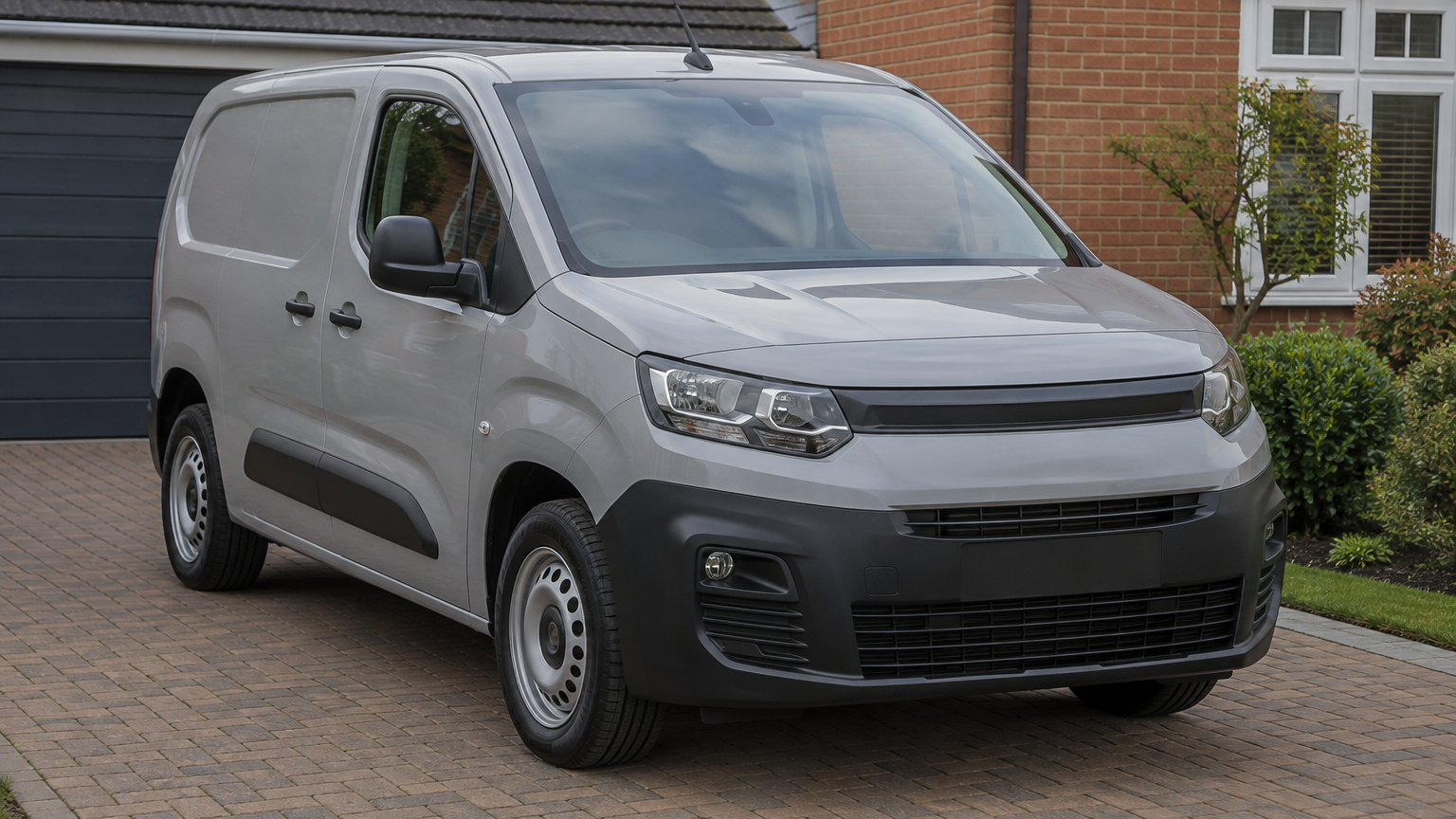 Illustrative photograph of a grey Citroën Berlingo van parked on a UK driveway in natural daylight.