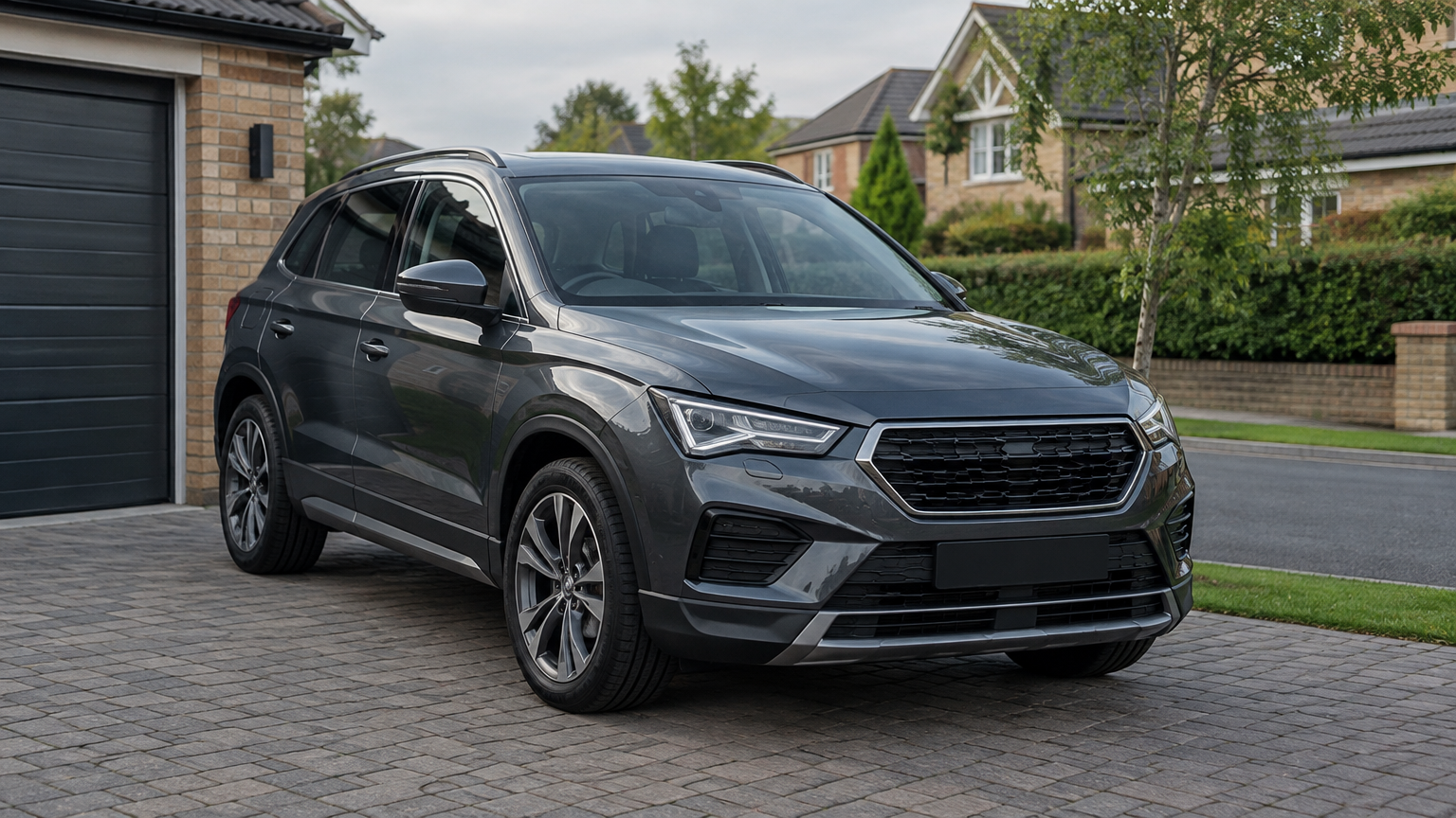 Illustrative photograph of a modern diesel car parked on a UK driveway in natural daylight.